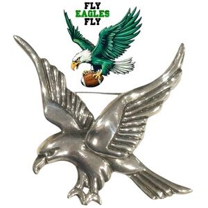 Vintage Mexican Eagle Brooch Pin, 925 Sterling Silver, Unworn pristine Condition